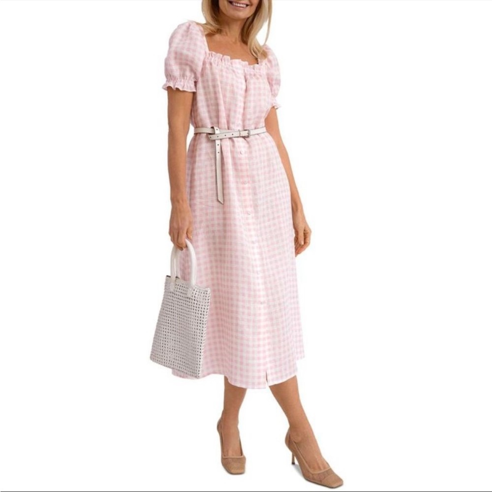 Sleeper Pink Gingham Midi Dress